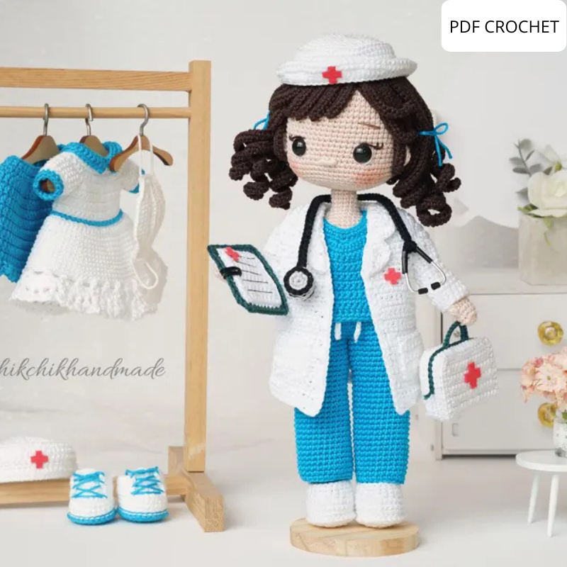 Doctor & Nurse Crochet Pattern, Amigurumi Dol, PDF Pattern